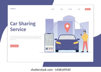 Design mobile city vector illustration concept, Car sharing service online with people characters, smartphones and cities. Can be used for, landing pages, web templates, UI, mobile applications