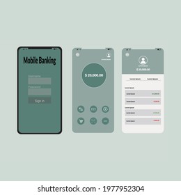 Design mock up Mobile Banking App simulated Screens for Mobile or Website. UI UX templates vector of GUI for mobile application.