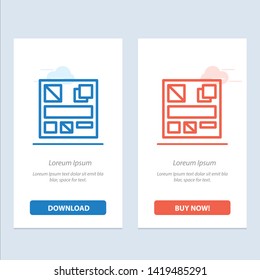 Design, Mockup, Web  Blue and Red Download and Buy Now web Widget Card Template