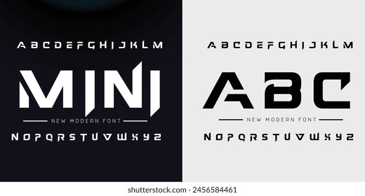 Design Modern abstract digital alphabet font. Minimal technology typography, Creative urban sport fashion futuristic font and with numbers. vector illustration.