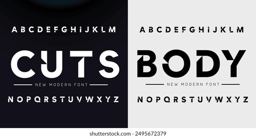 Design Modern abstract digital alphabet font. Minimal technology typography, Creative urban sport fashion futuristic font and with numbers. vector illustration.