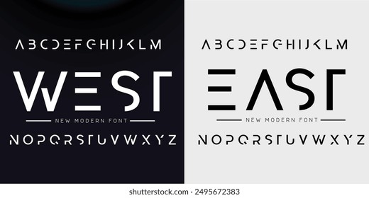 Design Modern abstract digital alphabet font. Minimal technology typography, Creative urban sport fashion futuristic font and with numbers. vector illustration.