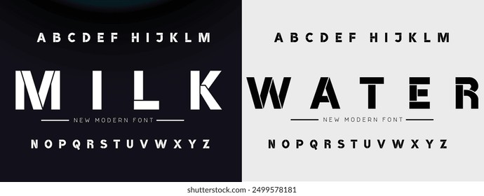 Design Modern abstract digital alphabet font. Minimal technology typography, Creative urban sport fashion futuristic font and with numbers. vector illustration.