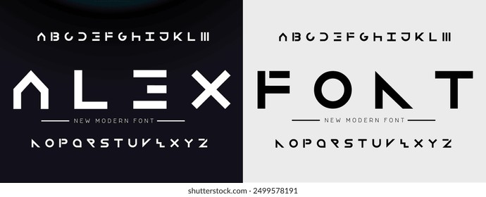 Design Modern abstract digital alphabet font. Minimal technology typography, Creative urban sport fashion futuristic font and with numbers. vector illustration.
