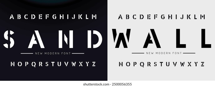 Design Modern abstract digital alphabet font. Minimal technology typography, Creative urban sport fashion futuristic font and with numbers. vector illustration.