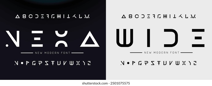 Design Modern abstract digital alphabet font. Minimal technology typography, Creative urban sport fashion futuristic font and with numbers. vector illustration.