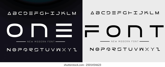 Design Modern abstract digital alphabet font. Minimal technology typography, Creative urban sport fashion futuristic font and with numbers. vector illustration.