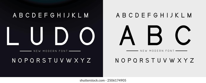 Design Modern abstract digital alphabet font. Minimal technology typography, Creative urban sport fashion futuristic font and with numbers. vector illustration.