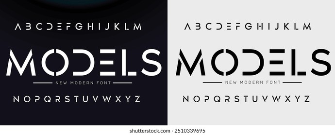 Design Modern abstract digital alphabet font. Minimal technology typography, Creative urban sport fashion futuristic font and with numbers. vector illustration.