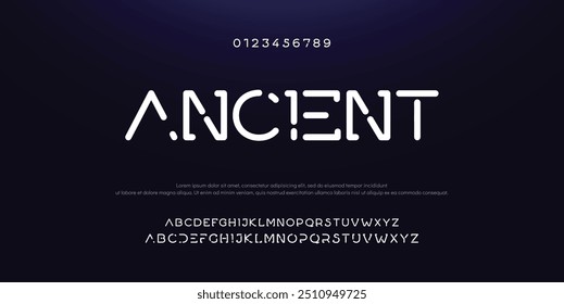 Design Modern abstract digital alphabet font. Minimal technology typography, Creative urban sport fashion futuristic font and with numbers. vector illustration.