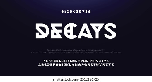 Design Modern abstract digital alphabet font. Minimal technology typography, Creative urban sport fashion futuristic font and with numbers. vector illustration.
