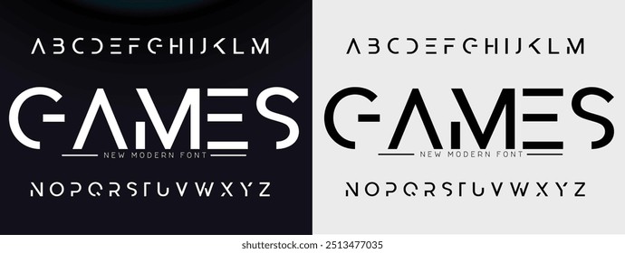 Design Modern abstract digital alphabet font. Minimal technology typography, Creative urban sport fashion futuristic font and with numbers. vector illustration.