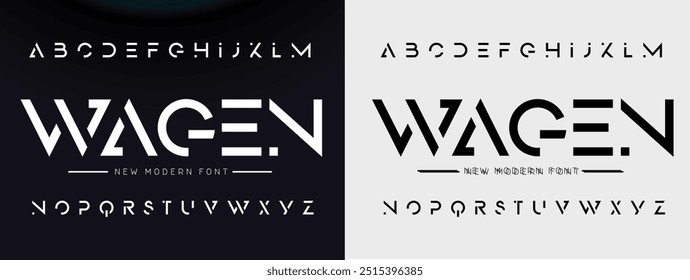 Design Modern abstract digital alphabet font. Minimal technology typography, Creative urban sport fashion futuristic font and with numbers. vector illustration.
