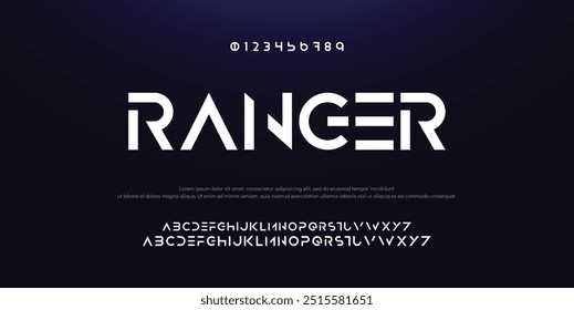 Design Modern abstract digital alphabet font. Minimal technology typography, Creative urban sport fashion futuristic font and with numbers. vector illustration.