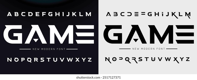Design Modern abstract digital alphabet font. Minimal technology typography, Creative urban sport fashion futuristic font and with numbers. vector illustration.