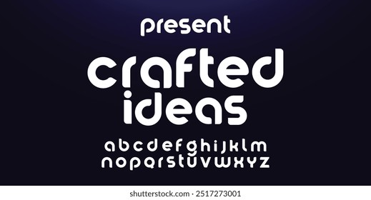 Design Fonte em alfabeto digital abstrata moderna. Tipografia de tecnologia mínima, fonte futurista da moda do esporte urbano criativo e com números. ilustração vetorial.