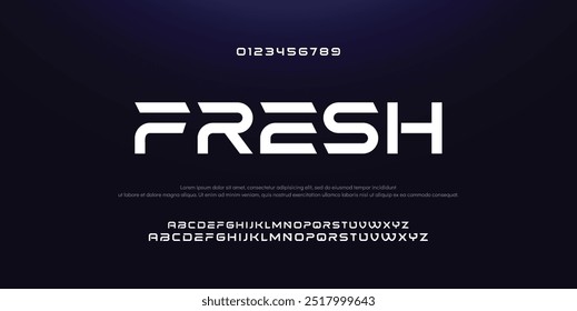Design Modern abstract digital alphabet font. Minimal technology typography, Creative urban sport fashion futuristic font and with numbers. vector illustration.