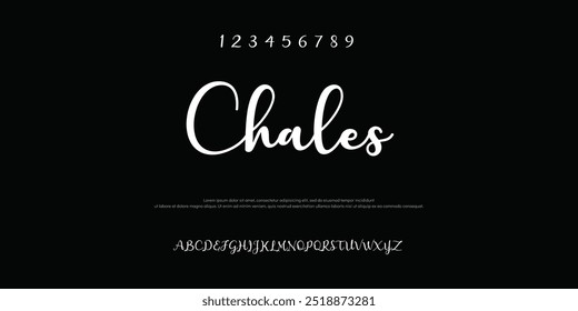 Design Fonte em alfabeto digital abstrata moderna. Tipografia de tecnologia mínima, fonte futurista da moda do esporte urbano criativo e com números. ilustração vetorial