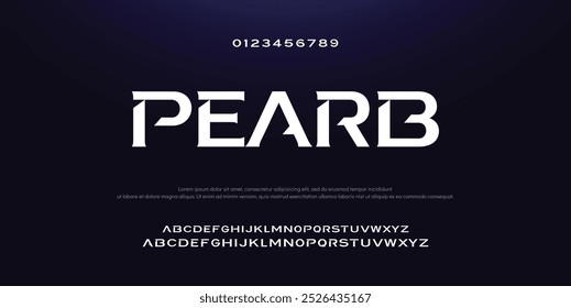 Design Modern abstract digital alphabet font. Minimal technology typography, Creative urban sport fashion futuristic font and with numbers. vector illustration.
