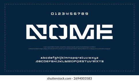 Design Modern abstract digital alphabet font. Minimal technology typography, Creative urban sport fashion futuristic font and with numbers. vector illustration.