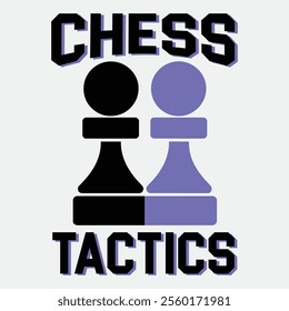 Design a modern, abstract logo with geometric shapes representing a chess piece and chessboard. Include the text "Chess Tactics" in bold, sans-serif font with black and yellow colors.