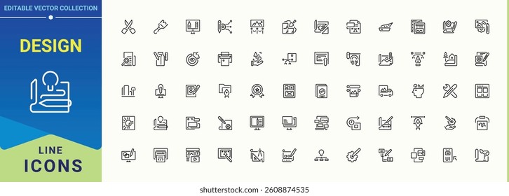 Design modern icon. Creative thin line icons set. Expanded stroke icons. Artwork modern icon set. Editable stroke. Vector illustration.