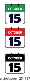 Design a modern October 15th date icon vector illustration tailored for marketing flyers, event posters, social media banners, and impactful business branding with sleek simplicity.