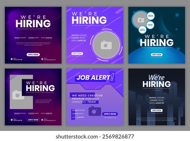 Design a modern and stylish hiring square banner template for social media posts. We are hiring job vacancies for social media posts or Social Media Square Banner design templates.