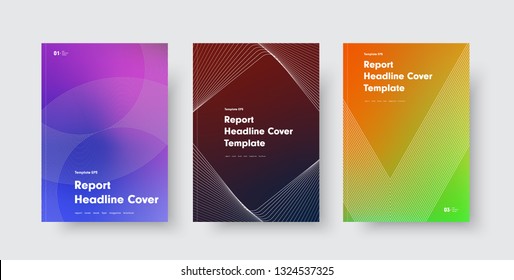 Design of modern vector covers with color gradients and abstract lines and shapes. Templates for annual reports, flyers, posters, catalogs and booklets. Set
