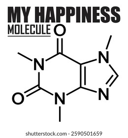 A design of a molecule with the text 'My Happiness Molecule.'