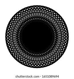 Design monochrome circle element. Abstract grating backdrop. Vector-art illustration