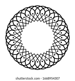 Design monochrome circle element. Abstract grating backdrop. Vector-art illustration