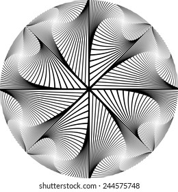 Design monochrome circular abstract background. Whirl movement textured backdrop. Vector art. No gradient