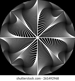 Design monochrome circular abstract background. Whirl movement textured backdrop. Vector art. No gradient