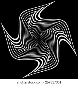 Design monochrome circular abstract background. Whirl movement textured backdrop. Vector art. No gradient