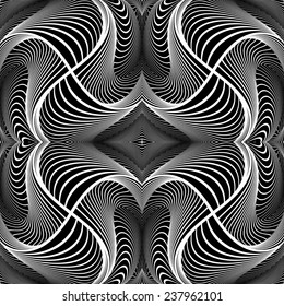 Design monochrome decorative background. Abstract striped distortion geometric twisted backdrop. Vector-art illustration. No gradient