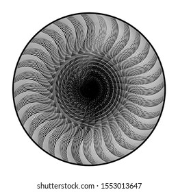 Design monochrome decorative circle element. Abstract backdrop. Vector-art illustration. No gradient