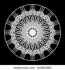 Diseño de elementos decorativos monocromos en círculo. Fondo abstracto. Ilustración vectorial-art