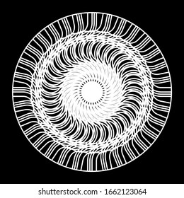 Design monochrome decorative circle element. Abstract backdrop. Vector-art illustration