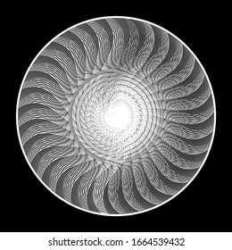 Diseño de elementos decorativos monocromos en círculo. Fondo abstracto. Ilustración vectorial-art. Sin degradado