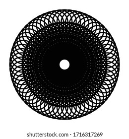 Diseño de elementos decorativos monocromos en círculo. Fondo de nivelación abstracta. Ilustración vectorial-art