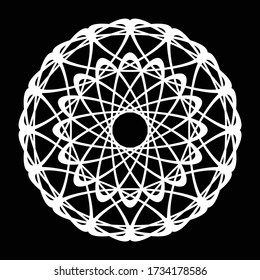 Design monochrome decorative circle element. Abstract grating backdrop. Vector-art illustration