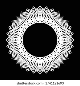Design monochrome decorative circle element. Abstract grating backdrop. Vector-art illustration