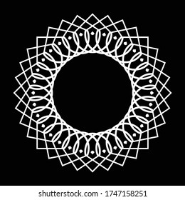 Design monochrome decorative circle element. Abstract grating backdrop. Vector-art illustration