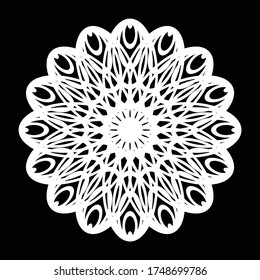 Design monochrome decorative circle element. Abstract flower backdrop. Vector-art illustration