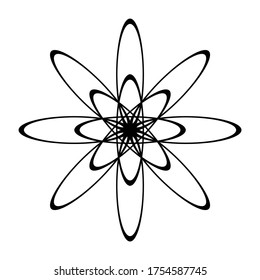 Entwurf eines monochromen dekorativen Kreises Element. Abstrakter gratender Hintergrund. Vektorgrafik