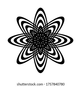 Design monochrome decorative circle element. Abstract grating backdrop. Vector-art illustration