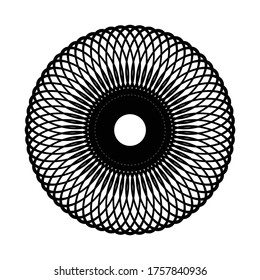 Diseño de un elemento de círculo decorativo monocromo. Fondo de redimensionamiento abstracto. Ilustración de vectores