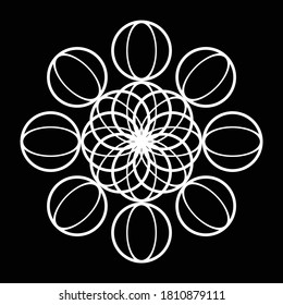 Design monochrome decorative circle element. Abstract grating backdrop. Vector-art illustration