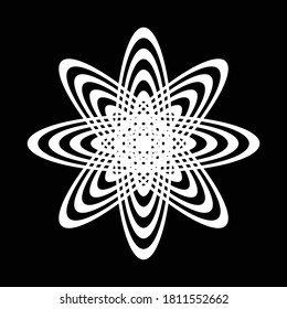 Diseño de un elemento de círculo decorativo monocromo. Fondo de redimensionamiento abstracto. Ilustración de vectores